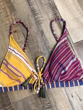 Tigerlily Pushti Argentina Boho Tassel‎ Bikini Top US 6 NWOT Vacation